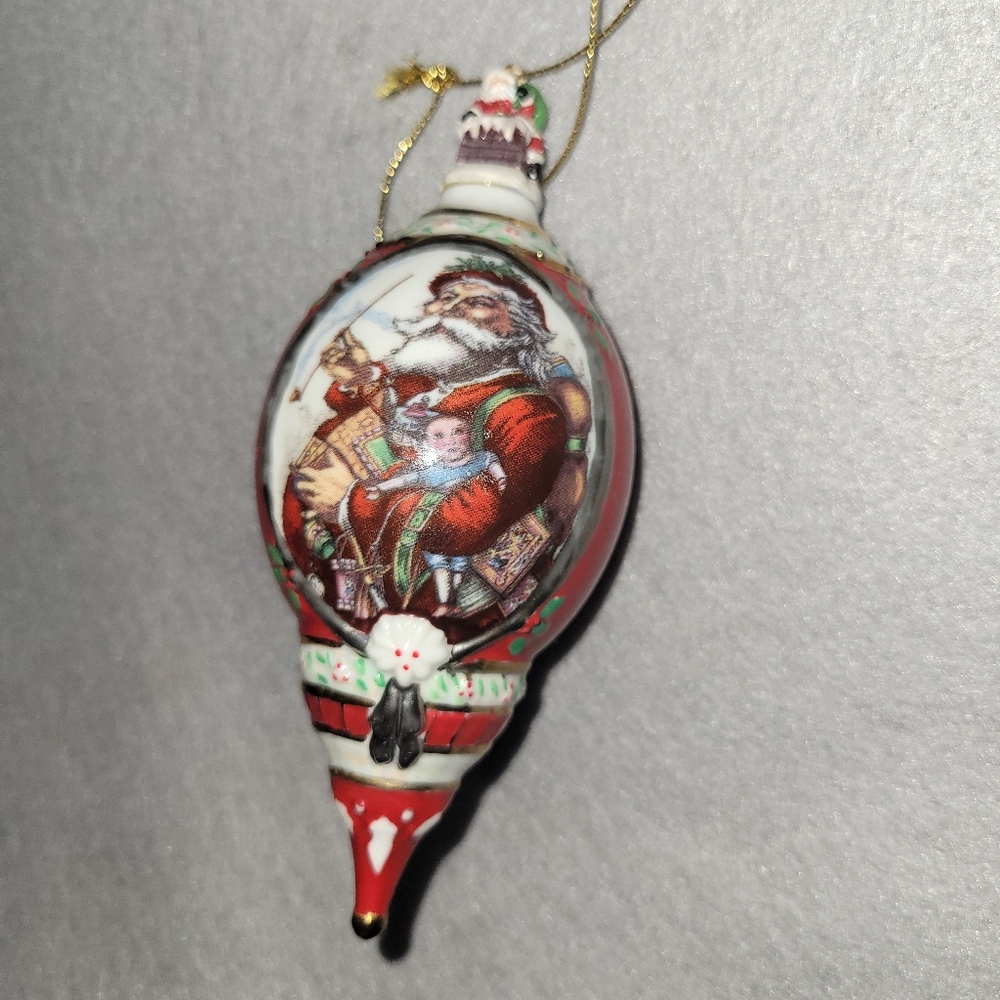 Bradford "Father Christmas" Porcelain Christmas Ornament 1999 Millennial Y2K Red